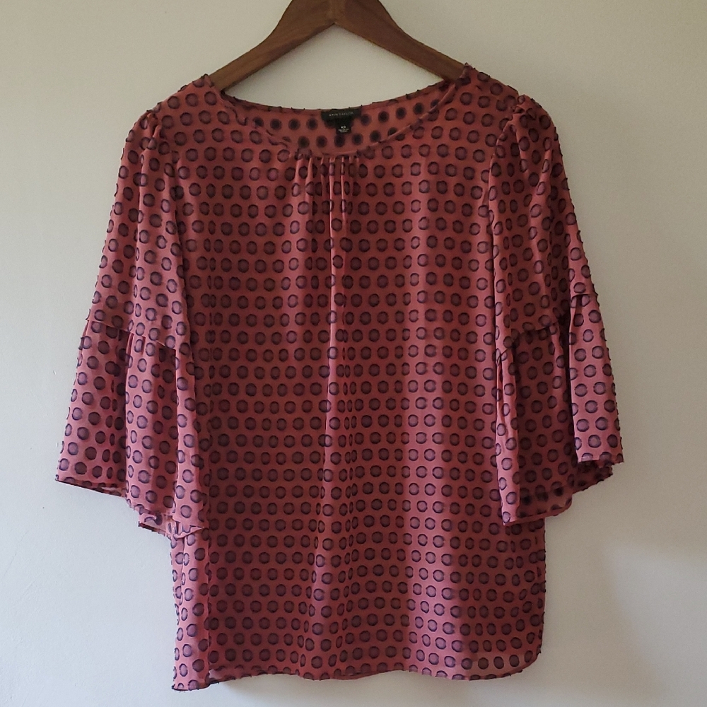 Patterned Blouse with Flowy Sleeves - Ann Taylor